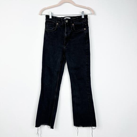 Zara Denim - 2/$30 ZARA High Rise Straight Leg Jeans Raw Hem Black 6 #8331